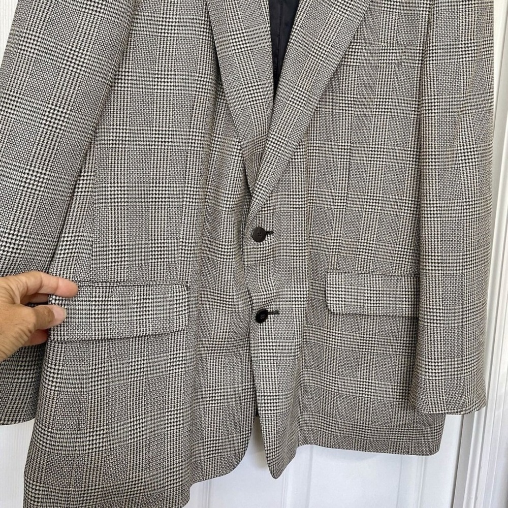 Petrocelli Brown/Beige‎ TWEED Mens HOUNDSTOOTH silk wool sport coat - XXL, 48 - Picture 2 of 11